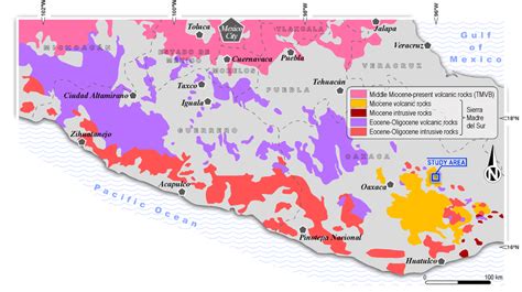 Synthetic geological map of the Sierra Madre del Sur with the ...