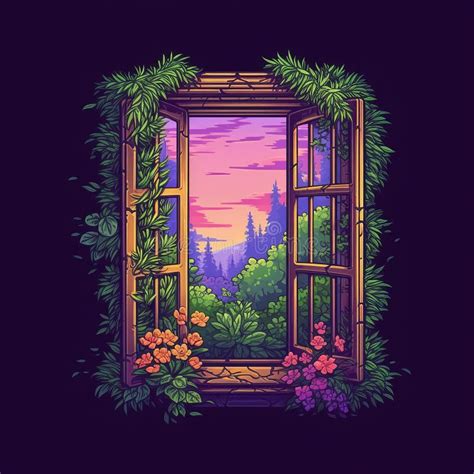 Pixel Art Window with Vibrant Colors by Pixelplantmaster Stock ...