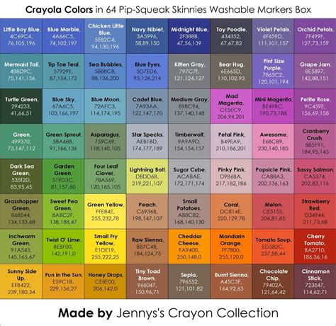 Printable Crayola Color Chart