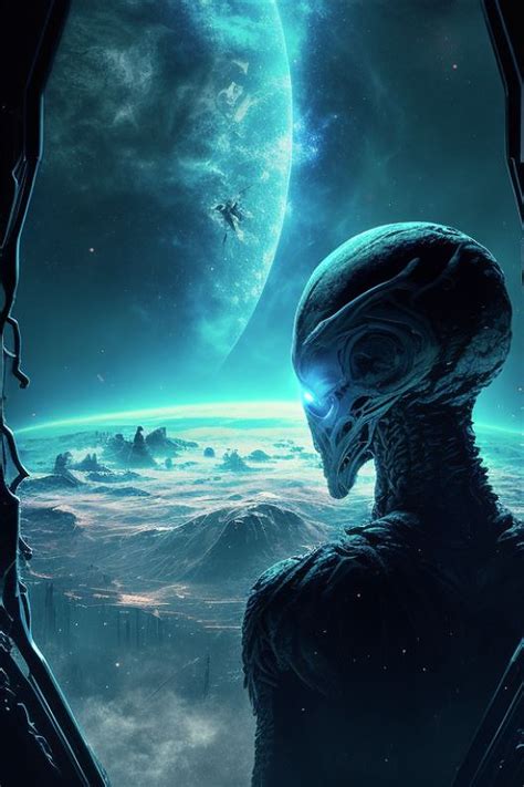 Alien looking down on earth, aliens, extraterrestrial life, outer space, UFO, science fiction ...