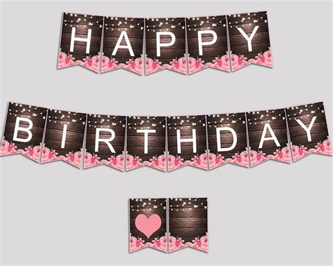 Rustic Happy Birthday Banner Rustic Birthday Party Banner - Etsy