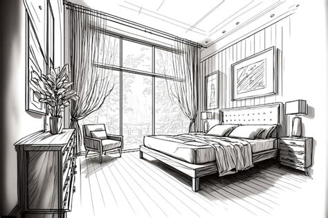 Premium Photo | Abstract bedroom interior design sketch