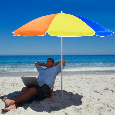 7′ Nylon Beach Sun Umbrella (height adjustable w/tilt UV 30+) - Sun ...