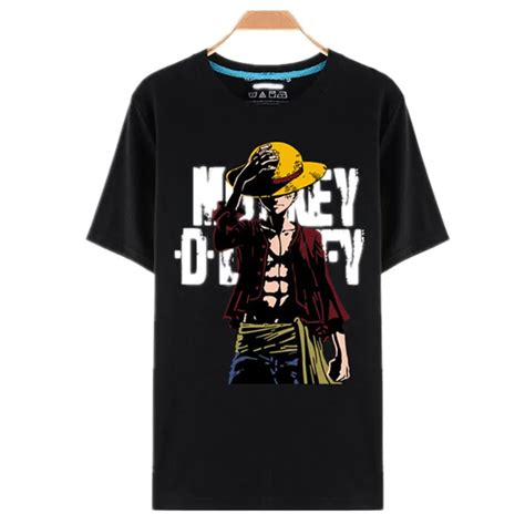 One Piece T Shirt Luffy Straw Hat Japanese Anime T Shirts O neck Black ...