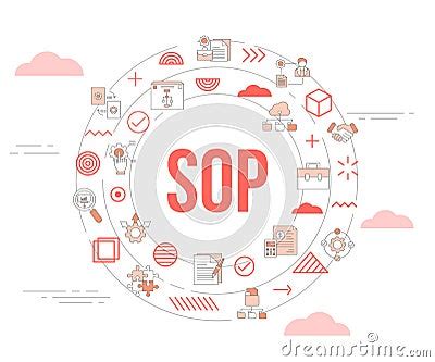 Sop Standard Operating Procedure Concept With Icon Set Template Banner And Circle Round Shape ...