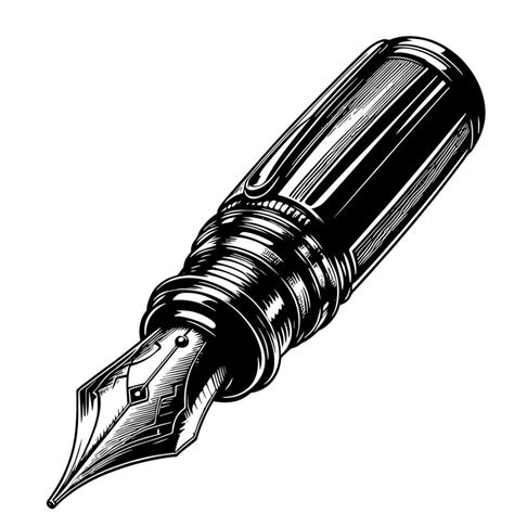 Black and white illustration of a fountain pen 44014063 Vector Art at ...