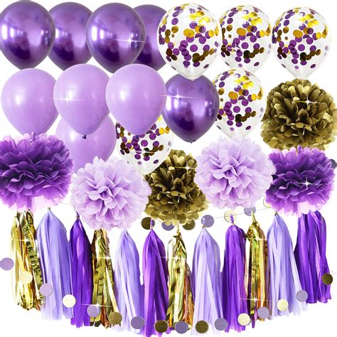 Buy Graduation Decorations 2023 Purple Gold ISU Birthday Party Decorations Qian's Party Purple ...