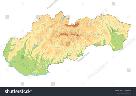 Highly Detailed Slovakia Physical Map Stock Vector (Royalty Free ...