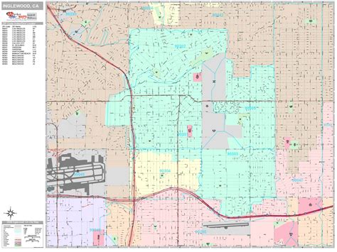 Inglewood California Wall Map (Premium Style) by MarketMAPS - MapSales