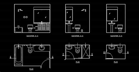 WC bathroom design in AutoCAD - CAD Blocks DWG