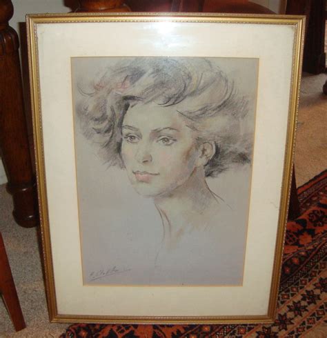 Framed coloured pencil drawing of a pretty lady. | Dorking Desks