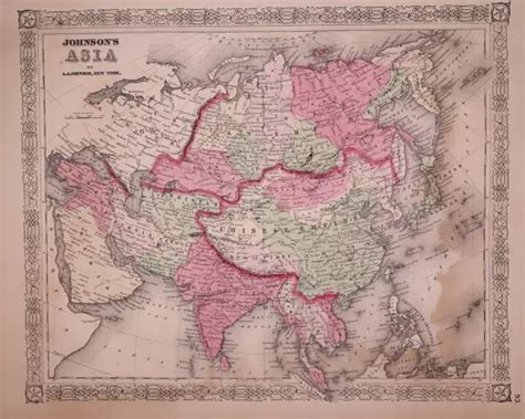 1867 MAP ~ ASIA - CHINESE EMPIRE, SIAM, ARABIA, ANAM ~ Johnson Map (14x18)-#1931 $20.00 - PicClick
