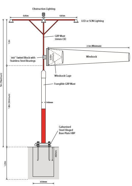 Lighting mast - POLLITE LTD - windsock / for airport