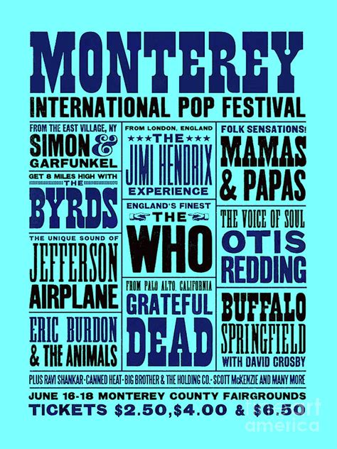 Monterey Pop Festival, Poster Art, Coral Blue Mixed Media by Thomas Pollart - Pixels