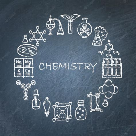 Premium Vector | Chemistry round banner on chalkboard