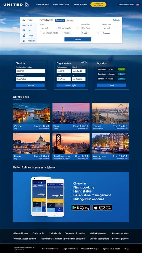 United Airlines website redesign :: Behance