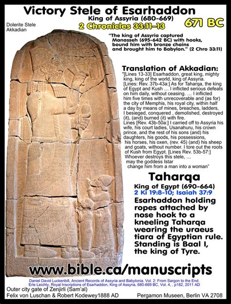 bible-archeology-Victory-Stele-Esarhaddon-King-Assyria-Manasseh-Judah-Taharqa-Tirhakah-Pharaoh ...