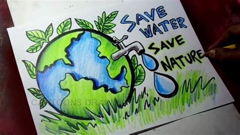 How to Draw Save Trees / Save Water / Save Nature Poster Drawing for ... | Save water poster ...