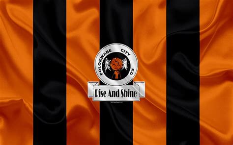 Polokwane City FC logo, orange black silk flag, South African football ...