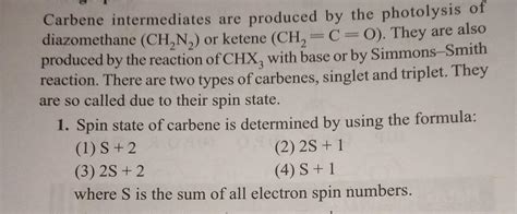 Carbene intermediates are produced by the ... - Organic Chemistry