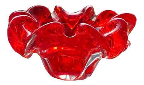 Mid Century Red Murano Dish | Red dishes, Murano, Murano glass vase