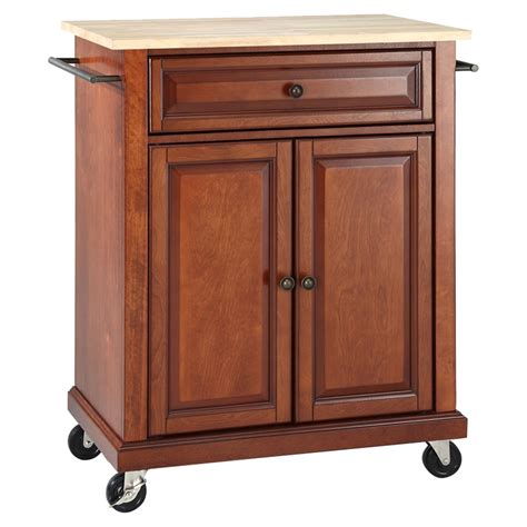 Natural Wood Top Portable Kitchen Cart/Island - Classic Cherry | DCG Stores