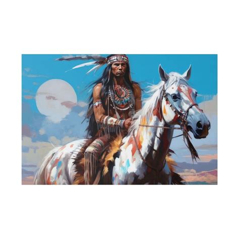 Comanche Moon Canvas Art Print, Colorful Native American Landscape ...