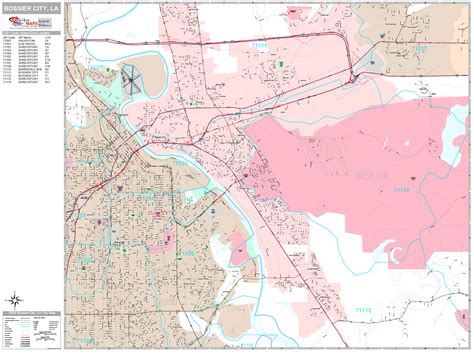 Bossier City Louisiana Wall Map (Premium Style) by MarketMAPS ...