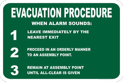 Evacuation Procedure sign E1261 - National Safety Signs