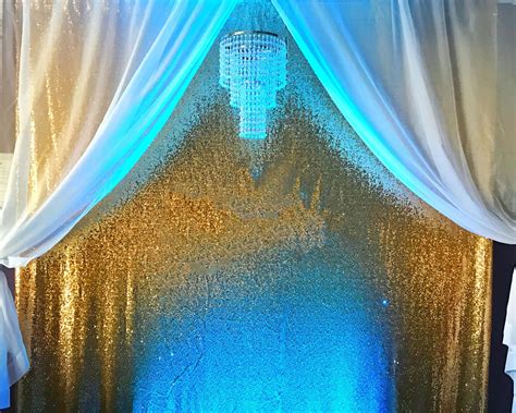 10’ Curtain Sequin Backdrop w/LED Bar Lighting - Victorian Diamond Events