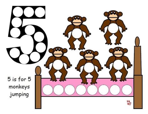 5 Little Monkeys Dot Activity | Preschool math | Pinterest