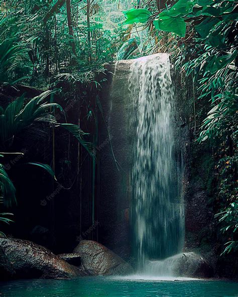 Premium Photo | Waterfall in a tropical jungle