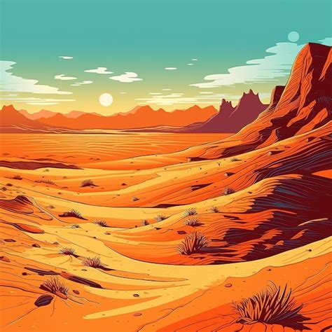 Premium AI Image | Desert landscape illustration