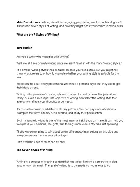 What Are The 7 Styles of Writing | Descargar gratis PDF | Narration ...