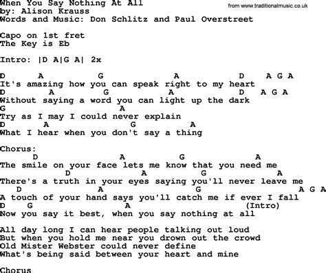 When You Say Nothing At All - Bluegrass lyrics with chords