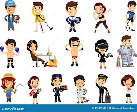 Occupations Cartoon Collection One for Kids Stock Illustration - Illustration of collection ...