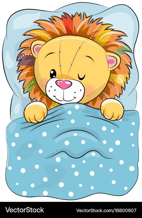 Cartoon sleeping lion in a bed Royalty Free Vector Image