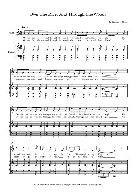 Over The River And Through The Woods (Thanksgiving song) Sheet music for Unison Choir - 8notes.com