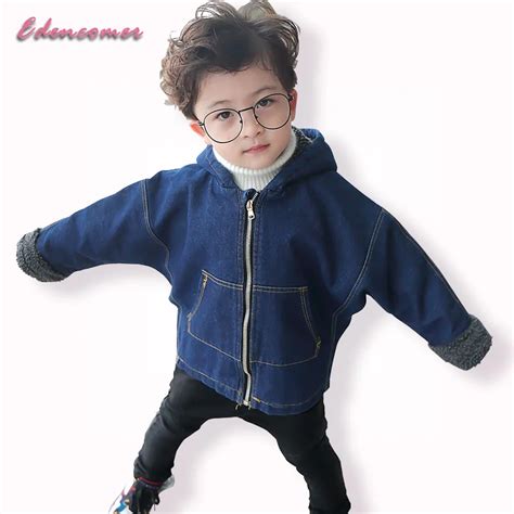 Kids Jacket for Boys 2017 New Winter Boys Denim Jacket Blue Wool Coat ...