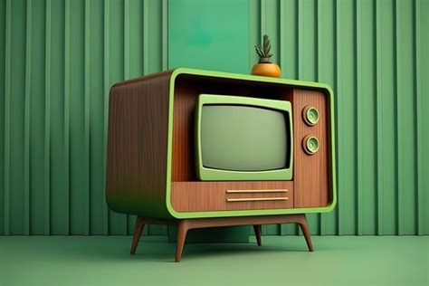 Premium Photo | Empty room with a green wall and a contemporary wooden tv stand