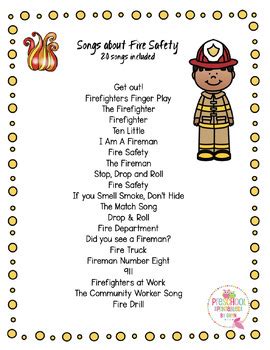 Fire Safety Songs by Preschool Printable | TPT