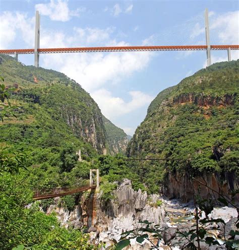 Beipanjiang Bridge in China—which hangs over 1,800 feet above a river - HighestBridges.com ...