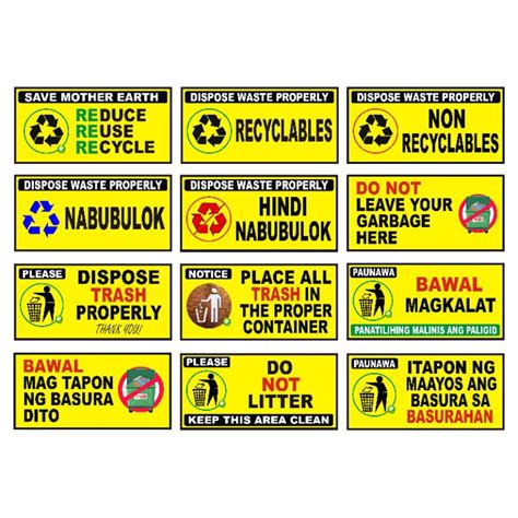 4 by 8 signage yellow signage garbage signages reduce reuse signage ...