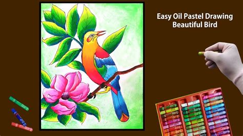 Flower with Bird Drawing by Oil Pastel step by step || Flower with Bird Drawing | Oil pastel ...