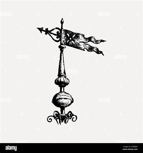 Wind vane clipart, vintage illustration vector Stock Vector Image & Art ...