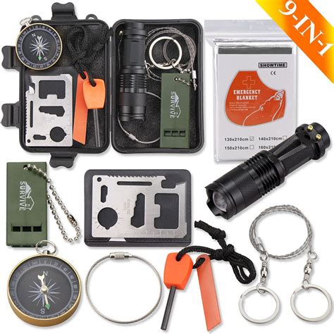 Emergency Survival Kit, Monoki 9-In-1 Compact Outdoor Survival Gear Kits 603470404233 | eBay