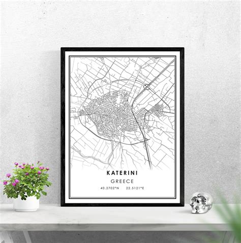 Katerini map print poster canvas Greece map print poster | Etsy