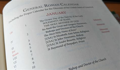 The General Roman Calendar and Particular Calendars | St. Wendelin Parish