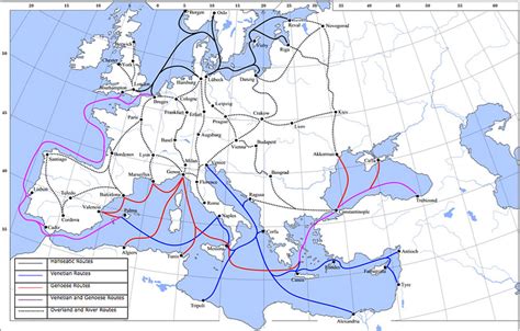 Late Medieval Land & Maritime Trade Routes (Illustration) - World ...