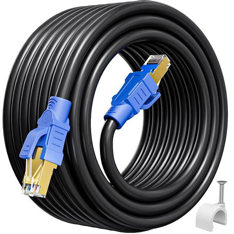 Cat 8 Ethernet Cable High Speed 30ft, Shielded Ethernet Cable Outdoor ...